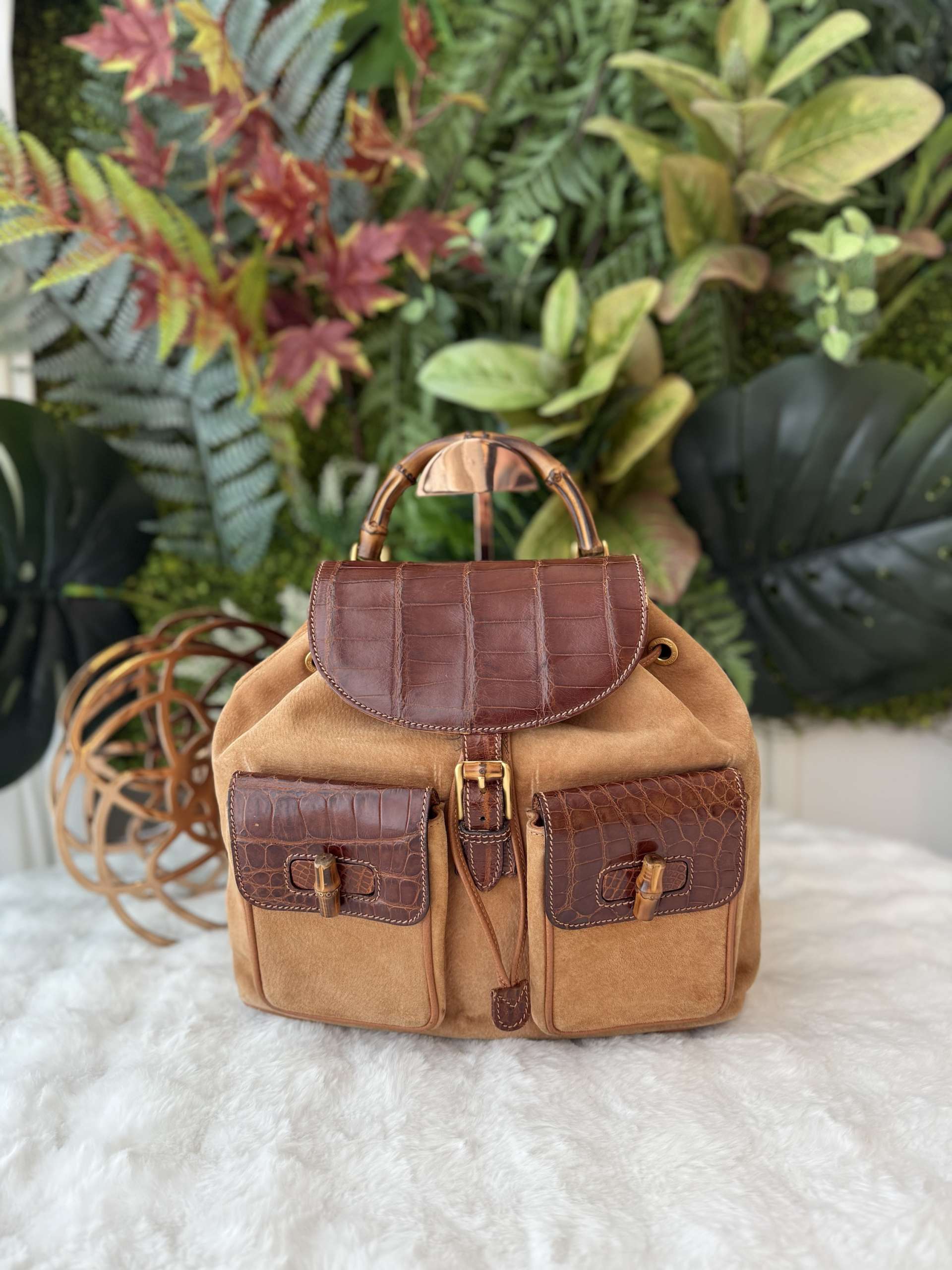 Gucci bamboo backpack