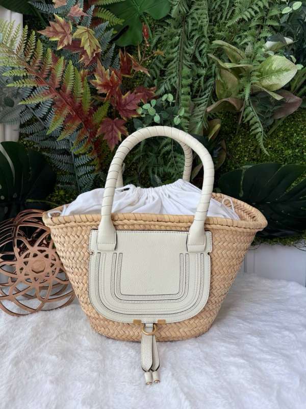 Chloe natural raffia marcie tote