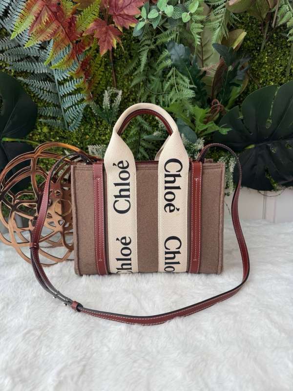 Chloe felt calfskin small woody tote