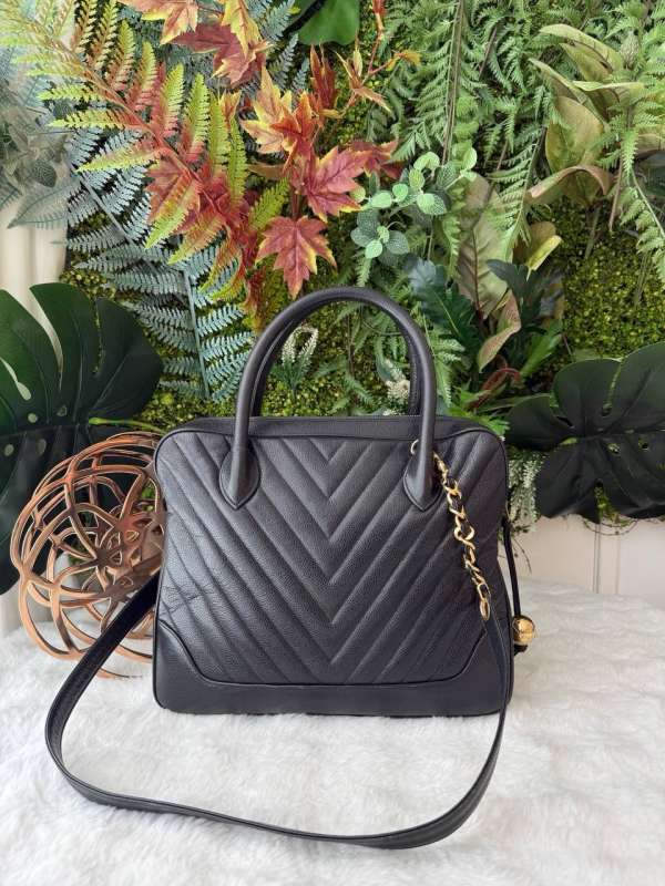 Chanel caviar chevron tote bag