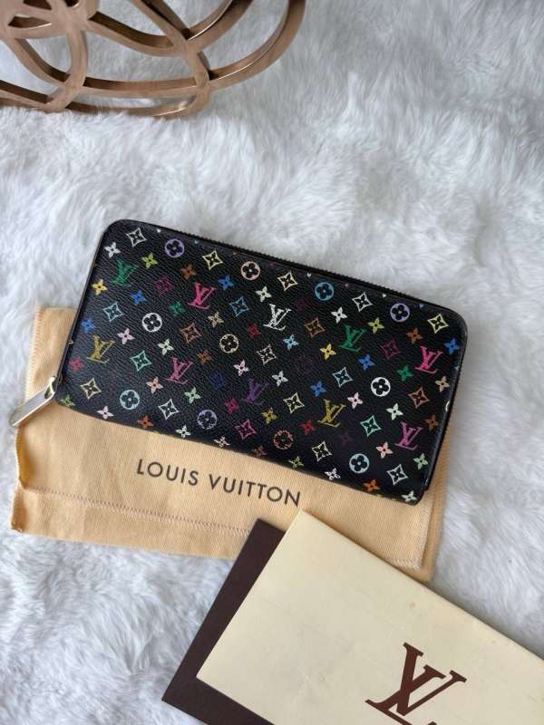 Lv multicolour zipper long wallet